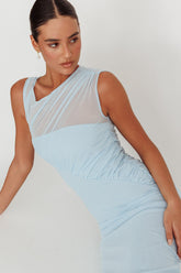 Passion Mesh Sleeveless Maxi Dress Blue